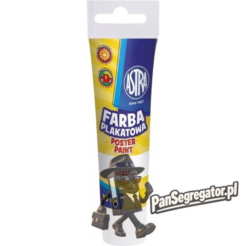 Farba plakatowa w tubkach 30ml szkolna biała 83110904 ASTRA