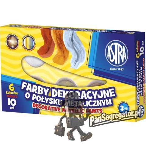 Farby metaliczne dekoracyjne zestaw 6 kolorów 10ml 83411900 ASTRA