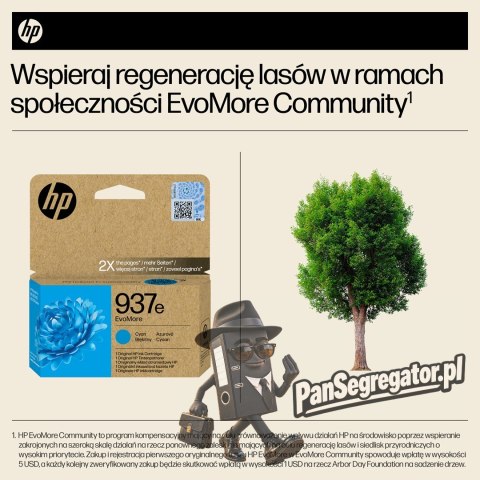 HP Oryginalny błękitny tusz 937e EvoMore