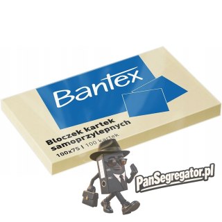 Karteczki samoprzylepne bloczek 100x75mm 100 kartek żółty 400086387 BANTEX