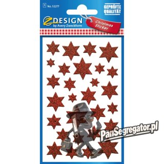 Naklejki Z-Design świąteczne - gwiazdki czerwone (błyszczące) 52277 AVERY ZWECKFORM