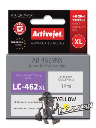 Activejet AB-462YNX Tusz (zamiennik Brother LC-462XLY; Supreme; 19 ml; żółty).