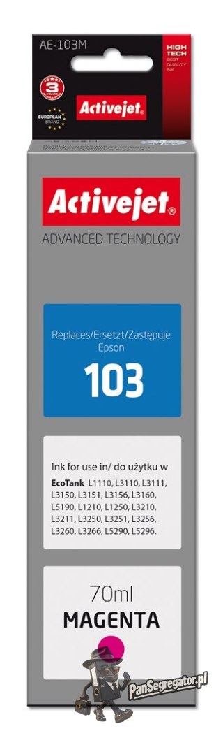 Activejet AE-103M Buteleczka z tuszem z atramentem (zamiennik Epson 103 C13T00S34A; Supreme; 70 ml; czerwony)