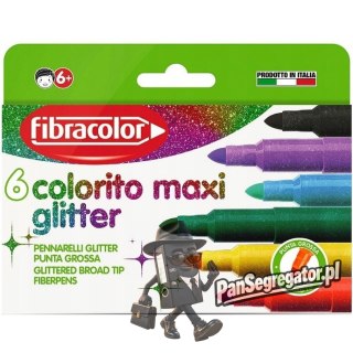 Flamastry brokatowe COLORITO MAXI GLITER 6kol. FIBRACOLOR