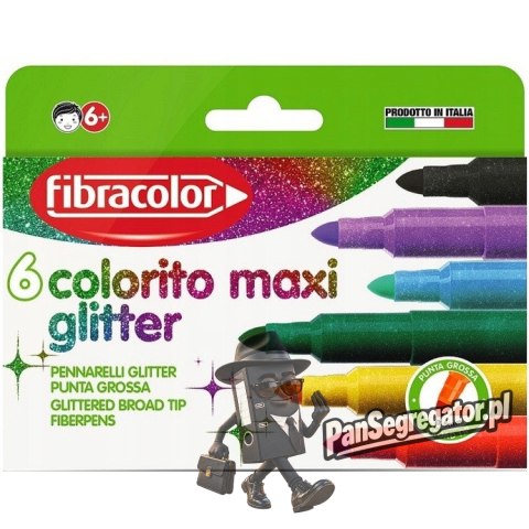 Flamastry brokatowe COLORITO MAXI GLITER 6kol. FIBRACOLOR