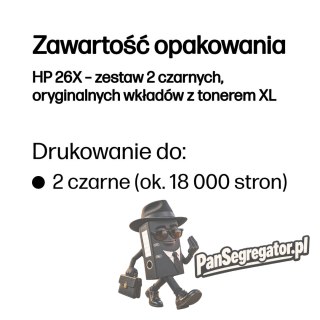 HP 26X - zestaw 2 czarnych, oryginalnych wkładów z tonerem XL