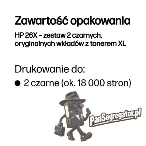 HP 26X - zestaw 2 czarnych, oryginalnych wkładów z tonerem XL