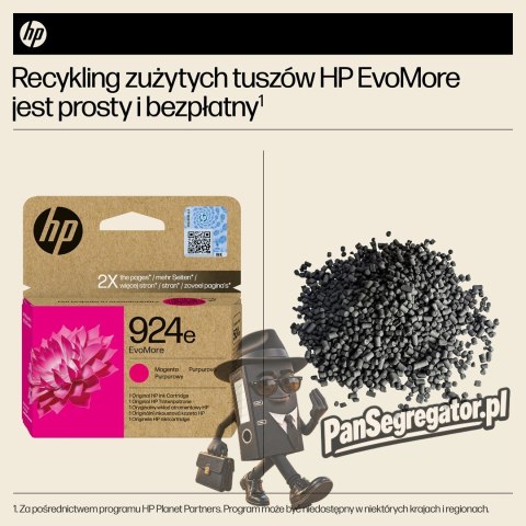 HP Oryginalny purpurowy tusz 924e EvoMore
