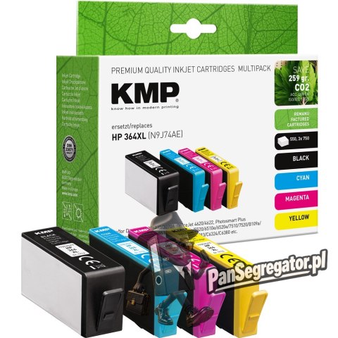 KMP 1712,4005 nabój z tuszem 4 szt. Zamiennik Wysoka (XL) wydajność Cyjan