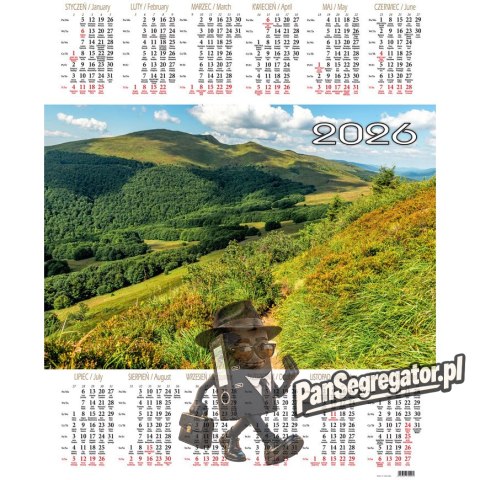 Kalendarz jednoplanszowy P4 BIESZCZADY BESKIDY