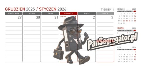 Kalendarz z notesem tygodniowy spiralowy czarny 2027 KB044B Wokół Nas