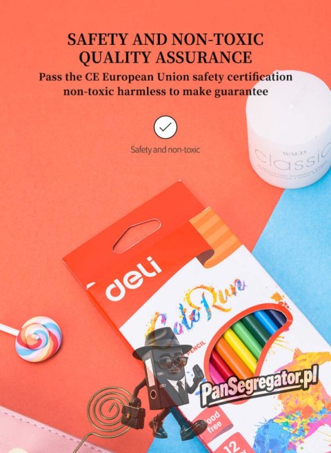 Kredki ołówkowe bezdrzewne COLORUN 12 kolorów EC00100 DELI