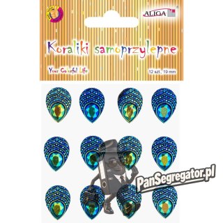 Kryształki samoprzylepne pawie oczka 19 mm (12 szt.) JET-3089 ALIGA