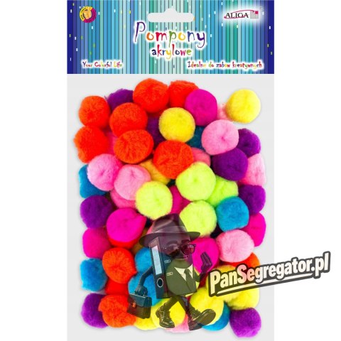 Pompony akrylowe mix kolorów 2,5cm (80) POM-9983 ALIGA