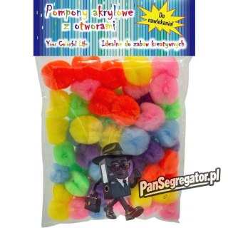 Pompony akrylowe z otworem w środku 60szt. PM-0010 ALIGA