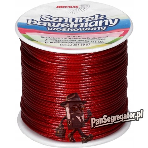 Sznurek bawełniany woskowany 1mm*25m czerwony SBW2 BREWIS