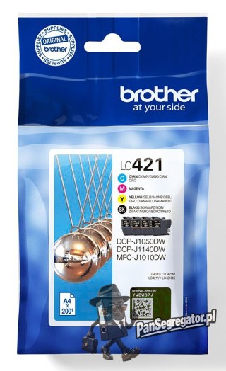 Tusz Brother LC-421VAL PagePack 4 szt. Oryginalny Standardowa wydajność Czarny, Cyjan, Purpurowy, Żółty
