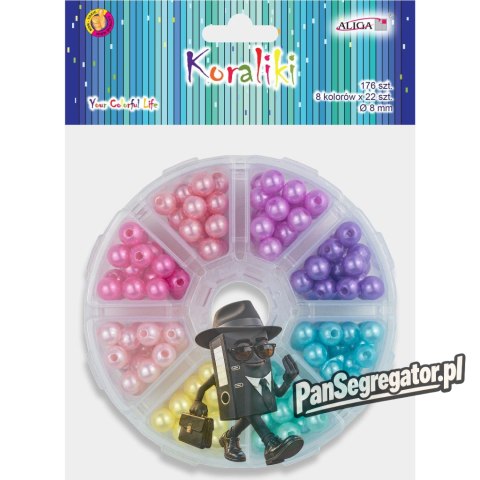 Zestaw perłowych koralików w pudełku 8mm (176 szt.) PJ-0569 ALIGA