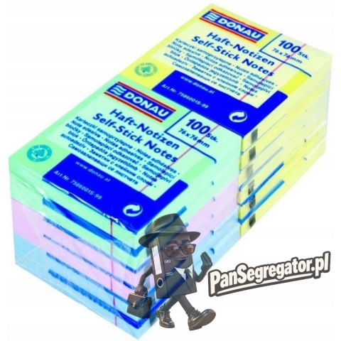 Bloczek samoprzylepny 76x76mm 100k mix kolorów (12szt) DONAU 7586012-99