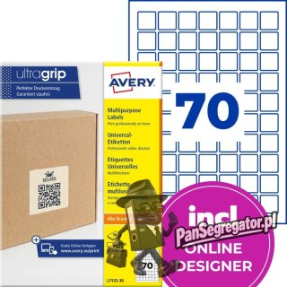 Etykiety do kodów QR papierowe z trwałym klejem białe 25x25mm (30 ark.) L7132-30 AVERY ZWECKFORM