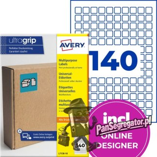 Etykiety do oznaczeń PPWR papierowe z trwałym klejem białe 15x15mm (10 ark.) L7130-10 AVERY ZWECKFORM