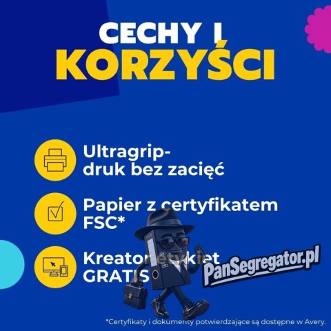 Etykiety do oznaczeń PPWR papierowe z trwałym klejem białe 15x15mm (10 ark.) L7130-10 AVERY ZWECKFORM