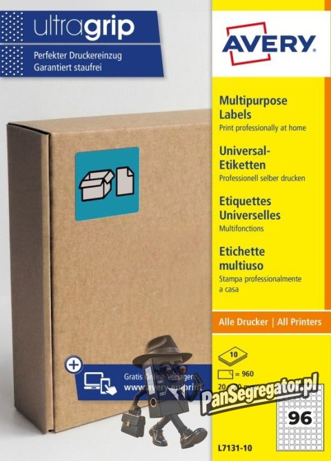 Etykiety do oznaczeń PPWR papierowe z trwałym klejem białe 20x20mm (10 ark.) L7131-10 AVERY ZWECKFORM