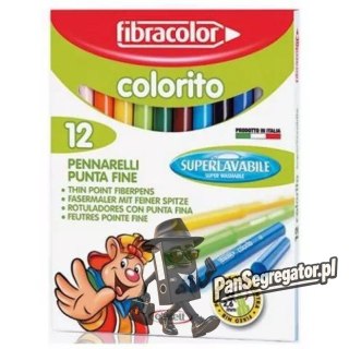 Flamastry COLORITO 12 kolorów FIBRACOLOR