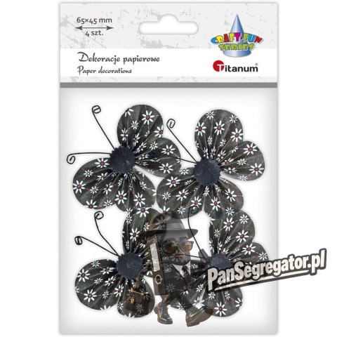 Motyle papierowe 3D (4szt.) 6,5x4,5cm 491118 TITANUM