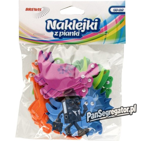 Naklejki z pianki DINOZAURY z oczkami 20 szt. PVC50 BREWIS