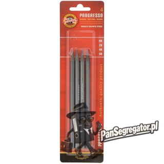 Ołówek PROGRESSO zestaw 4szt- HB,2B,4B,6B KOH-I-NOOR 9814