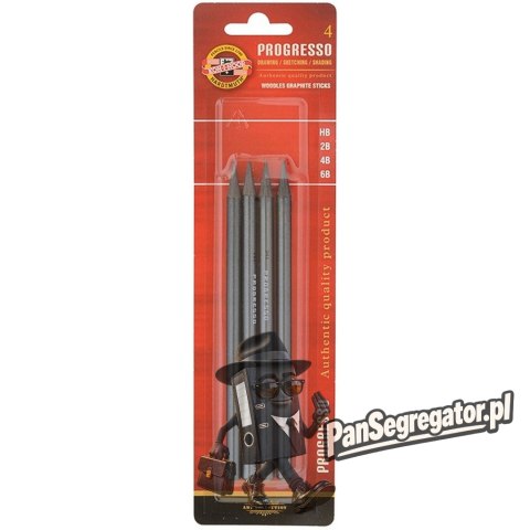 Ołówek PROGRESSO zestaw 4szt- HB,2B,4B,6B KOH-I-NOOR 9814