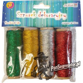 Sznurek dekoracyjny metalizowany 1,5mm x 10m (4 kolory) SZ-2929 ALIGA