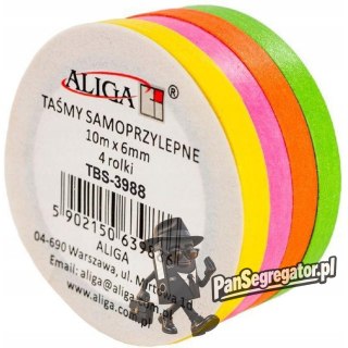 Taśma matowa samoprzylepna 6mm x 10m 4 rolki TBS-3988 ALIGA