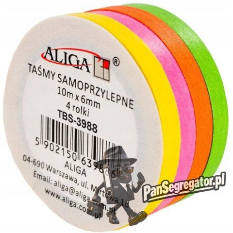 Taśma matowa samoprzylepna 6mm x 10m 4 rolki TBS-3988 ALIGA