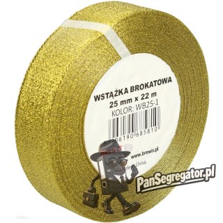 Wstążka brokatowa złota 25mm WB25-1 BREWIS