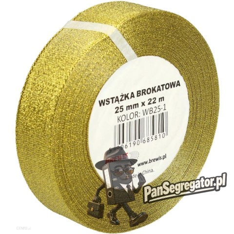 Wstążka brokatowa złota 25mm WB25-1 BREWIS