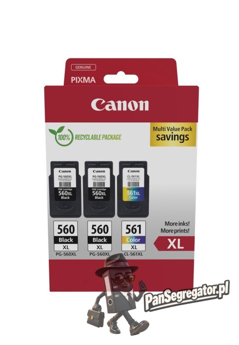 Canon 3712C009 nabój z tuszem 3 szt. Oryginalny Wysoka (XL) wydajność Czarny, Cyjan, Purpurowy, Żółty