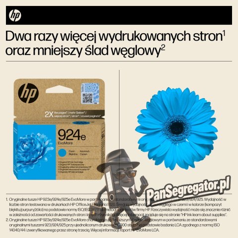 HP Oryginalny błękitny tusz 924e EvoMore