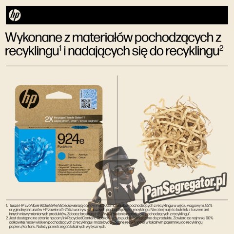 HP Oryginalny błękitny tusz 924e EvoMore