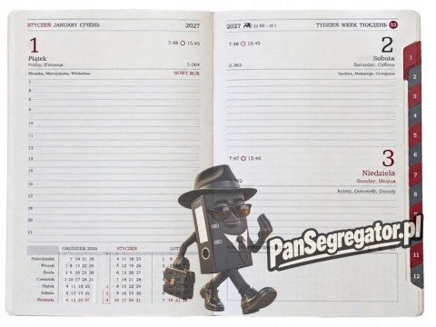 Kalendarz A5 dzienny z zapięciem magnetycznym 2027 eko skóra czarny 0405-0961-01 Panta Plast