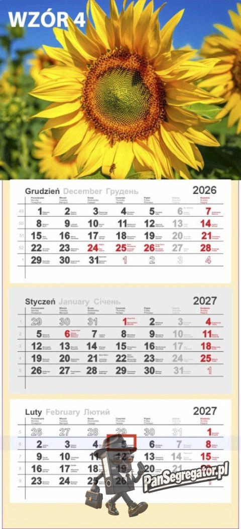 Kalendarz trójdzielny 2026 0905-99 Panta Plast