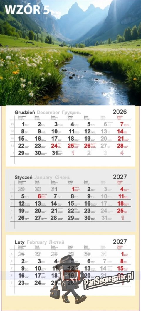 Kalendarz trójdzielny 2026 0905-99 Panta Plast