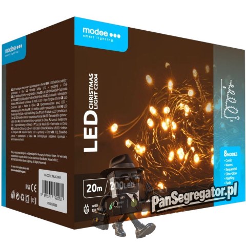 Lampki choinkowe 20m MODEE ciepła barwa 200 led 230V ML-C2004