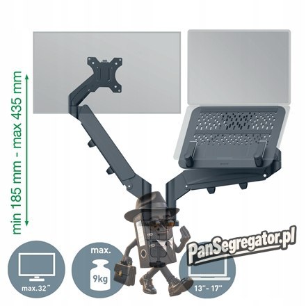 Ramię do monitora i laptopa podwójne Ergo ciemnoszare 65380089 LEITZ