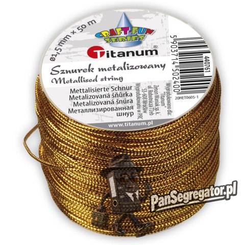 Sznurek metalizowany złoty 1,5mm x 50m 440761 TITANUM