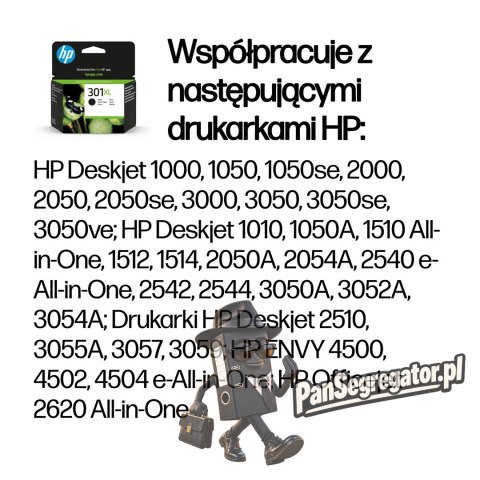 Tusz HP czarny HP 301XL, HP301XL=CH563EE, 480 str.,8 ml